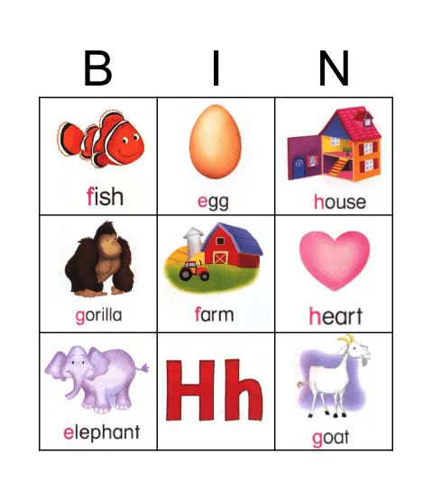 Ee~Ii Bingo Card