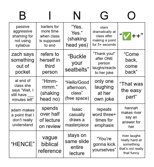 Dr. Black Bingo Card