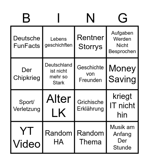 Bingololol Bingo Card