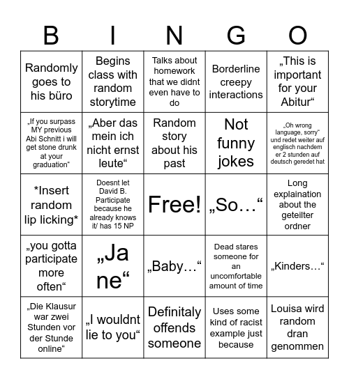 Diddy LK Bingo 2024 Bingo Card