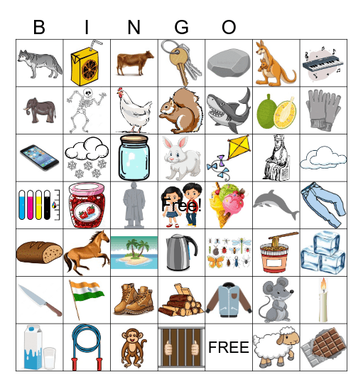 I & J & K Bingo Card