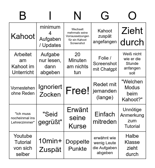 BNW Bingo Card