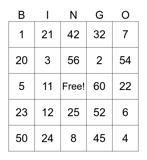 Multiplication + Division Bingo Card