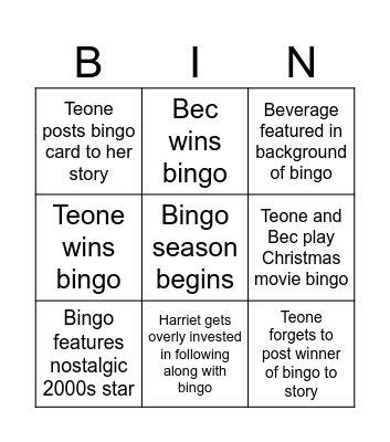“Bad Xmas movie bingo” Bingo Card