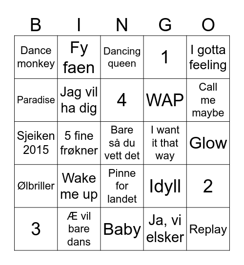 MUSIKKBINGO Card