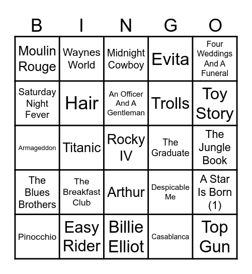 🎬 Filmmusikkbingo 🎬 Bingo Card