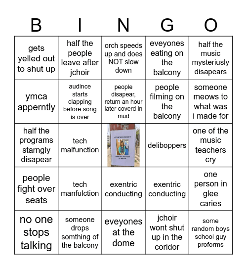 chritsmas concert (balcony) Bingo Card