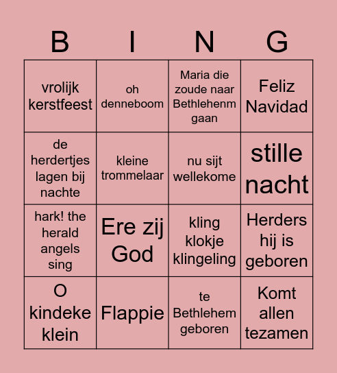 kerstmuziekbingo Card