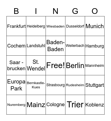 Christmas Market BINGO Card