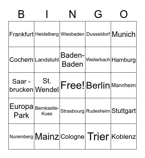 Christmas Market BINGO Card