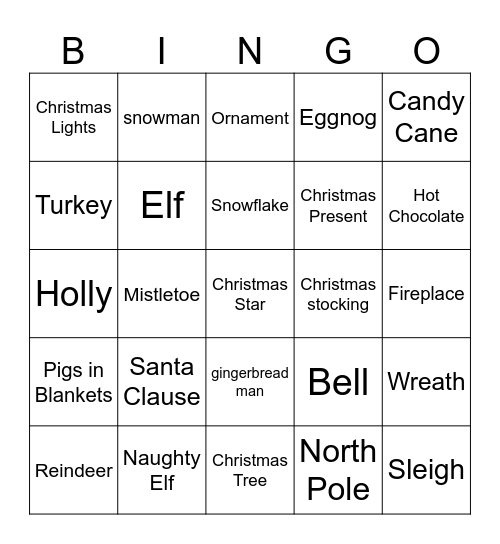 Christmas Bingo Card