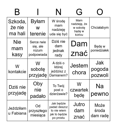 Dzierżawa bingo Card