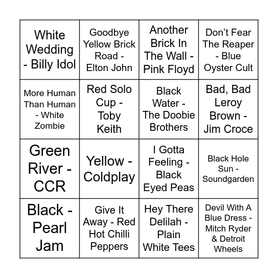 Colors Bingo Card