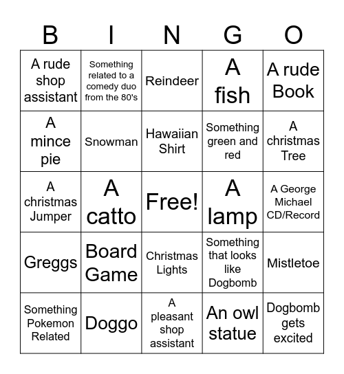 Charity Shop IRL Bingo Card
