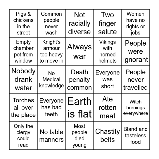 Medieval Myths Bingo Card