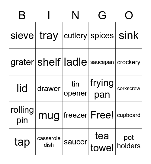 In the kitchen Bingo Card