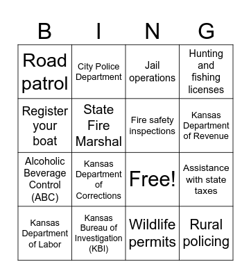 State and Local Law Enforcement Bingo Card