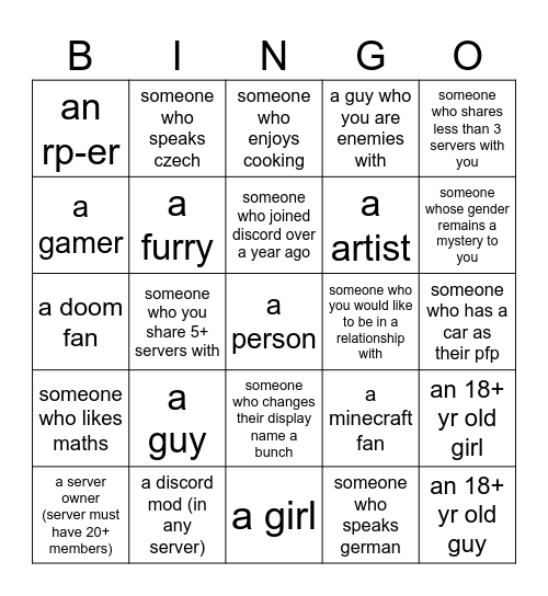 do you know: Bingo Card