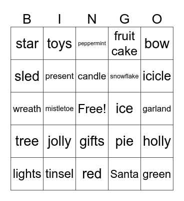 Christmas Bingo Card