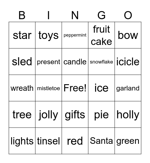 Christmas Bingo Card