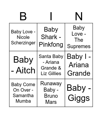 'Baby' Songs! Bingo Card