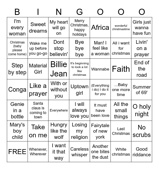 OF Music Bingo Card