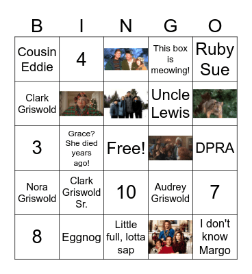 Griswold Family Christmas Bingo Card