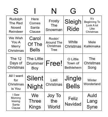 Music Bingo Card