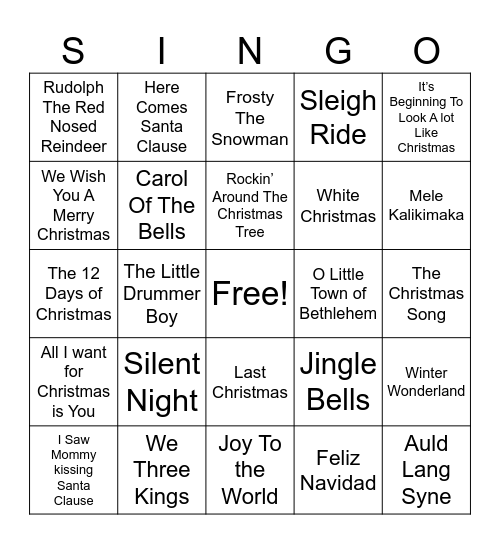 Music Bingo Card