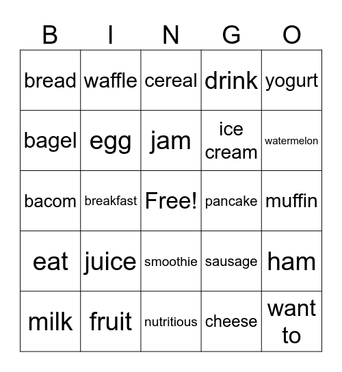 Breakfast Bingo Card