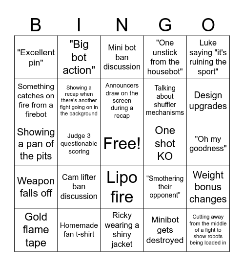 NHRL Finals Bingo Card
