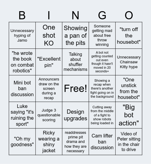 NHRL Finals Bingo Card