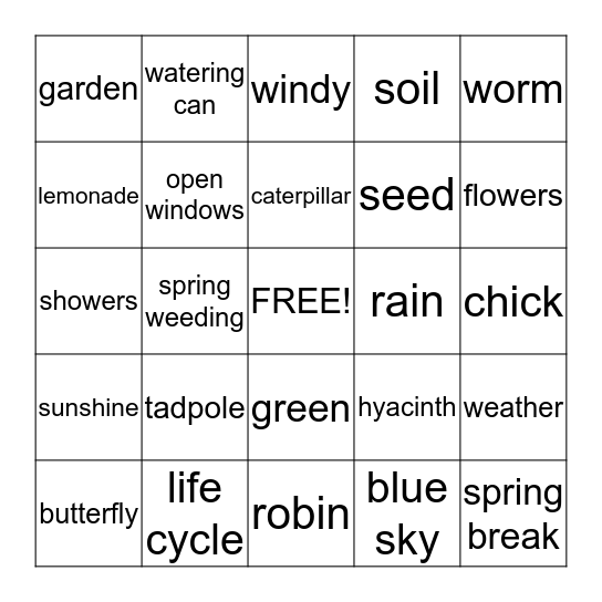 SPRING BINGO Card