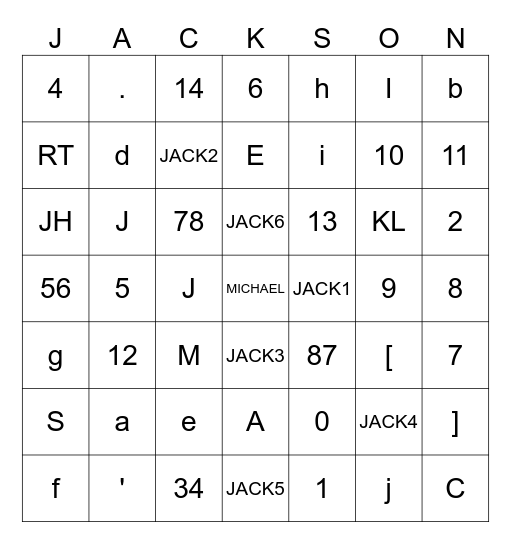 Random stuff Bingo Card