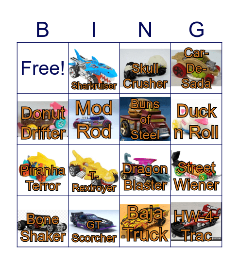 Hot Wheels "Lets Race" Bingo Card