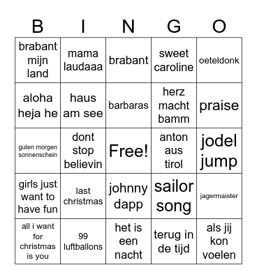duits Bingo Card
