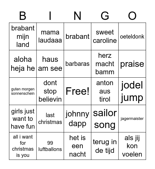 duits Bingo Card