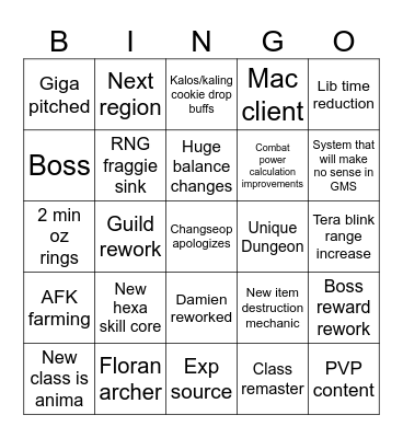 GO NEXT Bingo Card