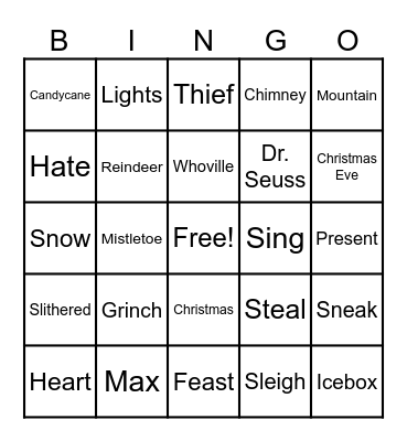 Grinch Bingo Card