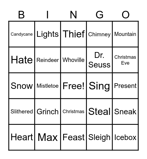 Grinch Bingo Card