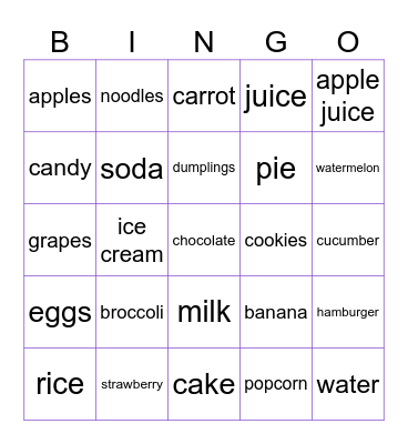 FOOD FOOD FOOD FOOD FOOD FOOD FOOD Bingo Card