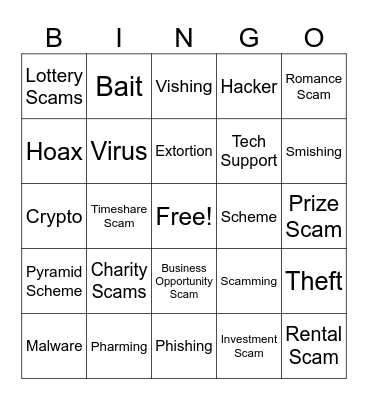 Scams Bingo Card