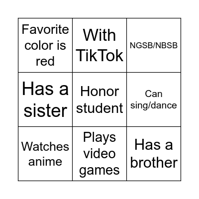 Name___________________________ Bingo Card