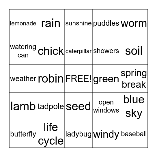 SPRING BINGO Card