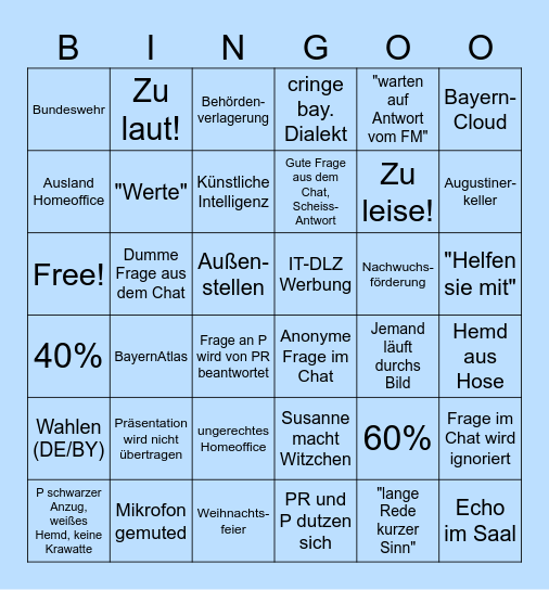 Personalversammlung Bingo Card