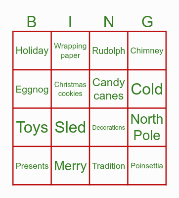 Holiday Bingo Card