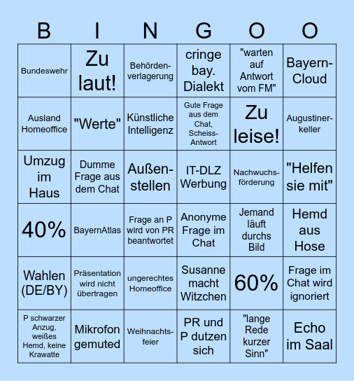 Personalversammlung Bingo Card