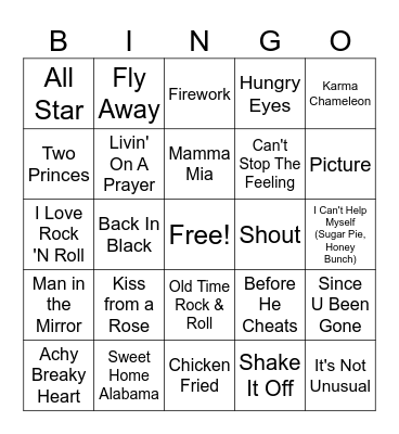 MUSIC Bingo Card