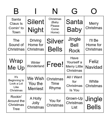 Happy Holidays Bingo Card