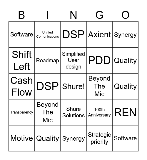 Town Hall Bingo Card